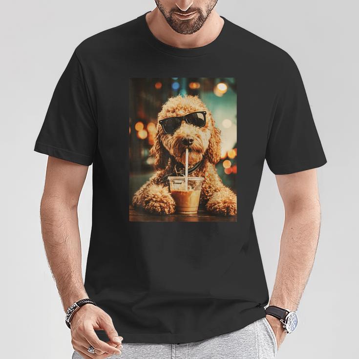 Golden Doodle Iced Coffee Dog Mom Doodle Lover Vintage T-Shirt Unique Gifts