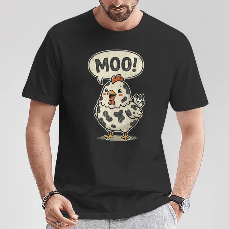 Moo 鶏 牛 農場 動物 ユーモア 男性 女性 キッズ 4 Tシャツ 面白い贈り物