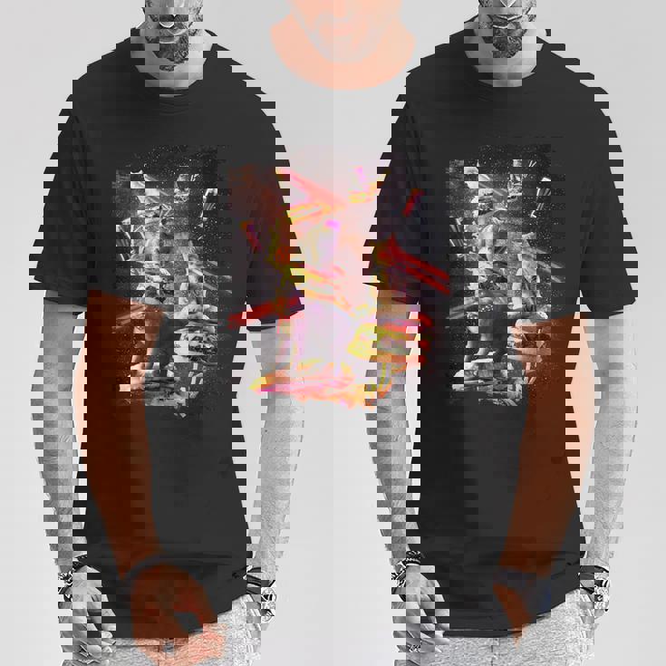 Galaxy Laser Cat On Burger -Pace Cheeseburger Cats Tシャツ 面白い贈り物