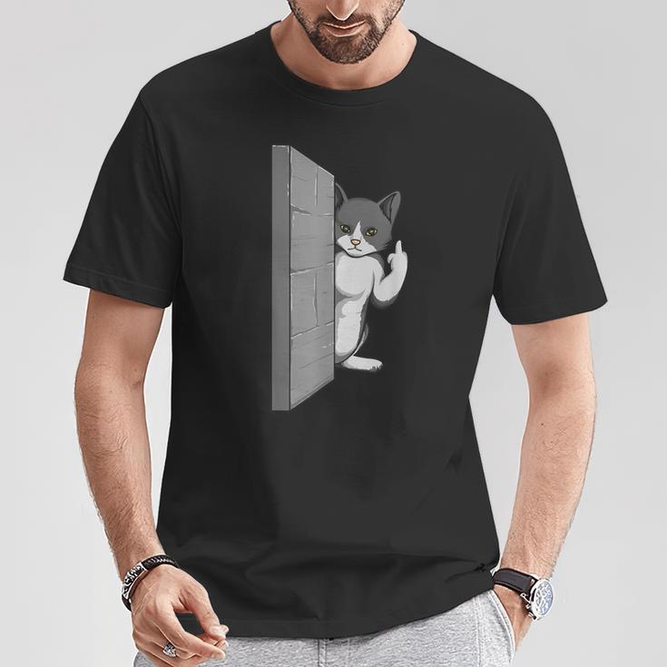 Gato Divertidooltea El Pájaro Gato Te Odia El Dedo Medio Camiseta unisex Regalos divertidos