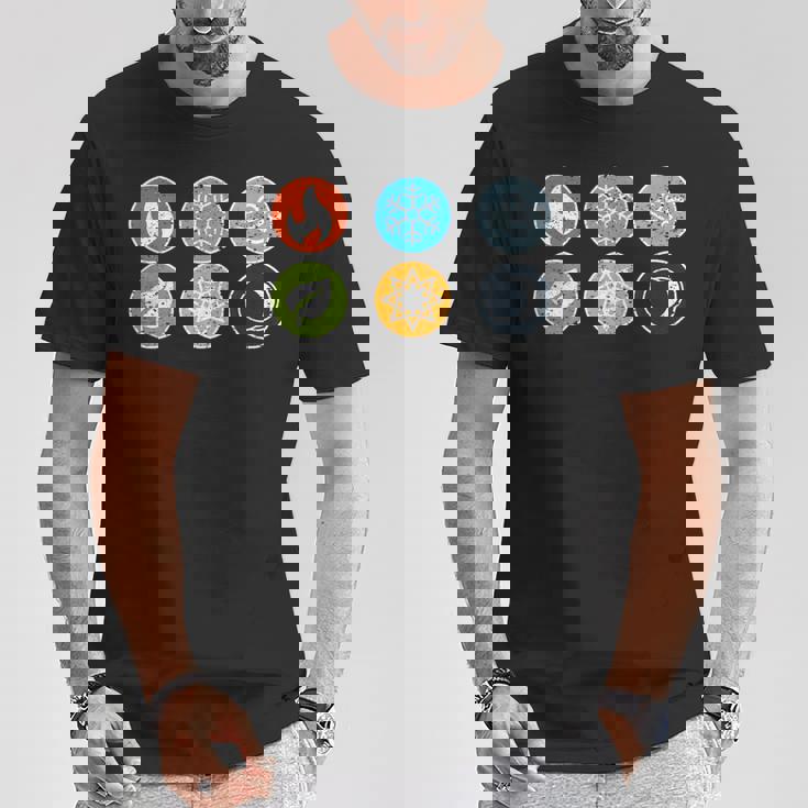 Gloomhaven Elements シンボル 火 氷 空 地球 ライトダーク Tシャツ 面白い贈り物