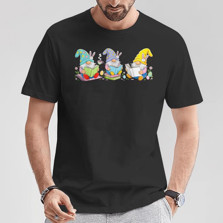 Gnomes Reading Books Teacher Easter Day Eggs Book Lovers T-Shirt Unique Gifts
