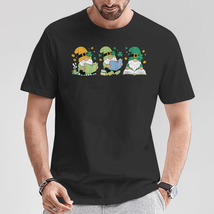 Gnomes Reading Books Teacher St Patricks Day Shamrock Irish T-Shirt Unique Gifts