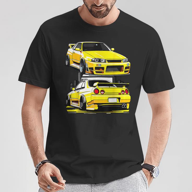 ブラック Gt R 32 Jdm スカイラインチューナー レーシングスタンス カードリフト Tシャツ 面白い贈り物