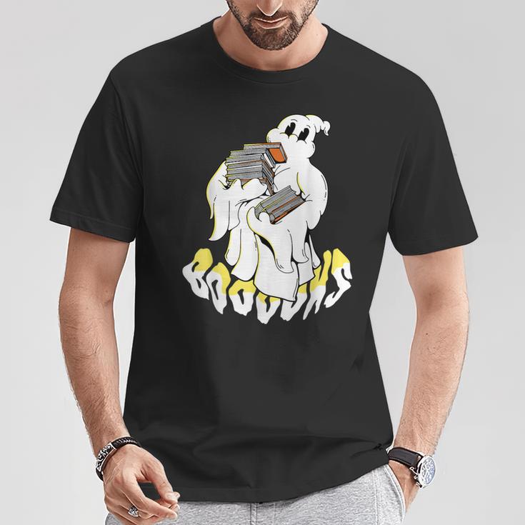 Halloween Books Cute Ghost Reading Booooks Teacher T-Shirt Unique Gifts