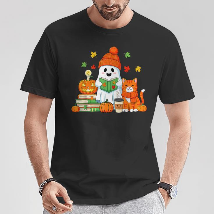 Halloween Ghost Cat Reading Book Women Girls Cute T-Shirt Unique Gifts Halloween Ghost Cat Reading Book Women Girls Cute T-Shirt Unique Gifts