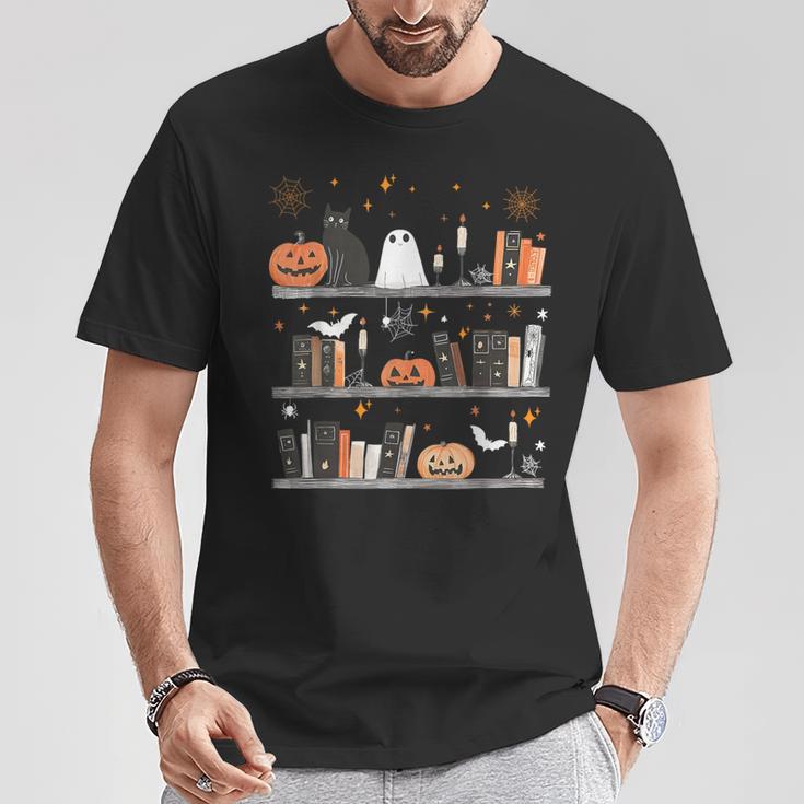 Halloween Library Ghost Books Teacher Spooky Trick Or Teach T-Shirt Unique Gifts