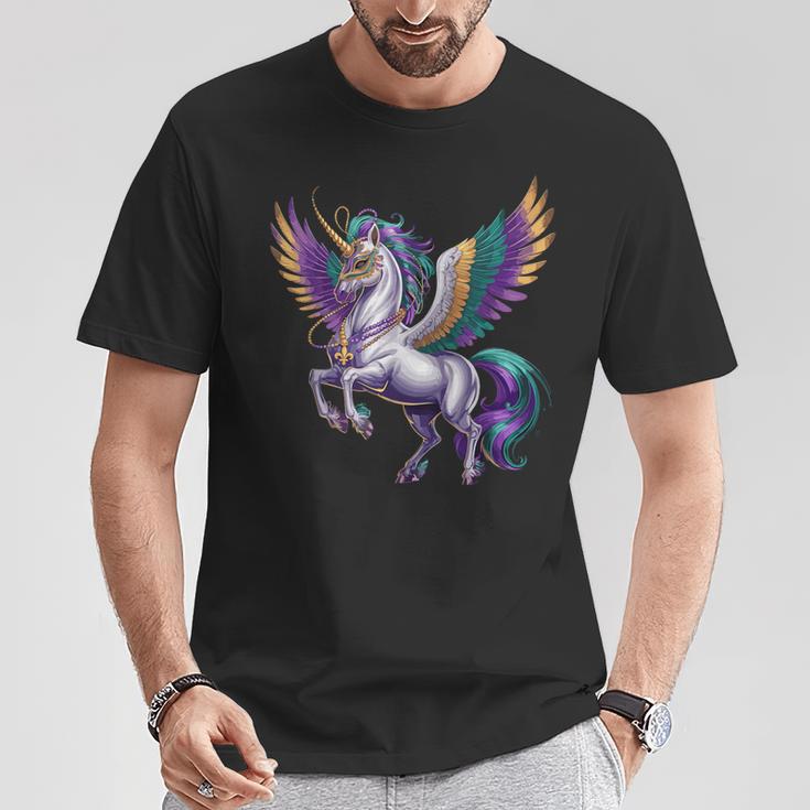 Happy Mardi Gras ユニコーンマスク ニューオーリンズフェスティバル Tシャツ 面白い贈り物