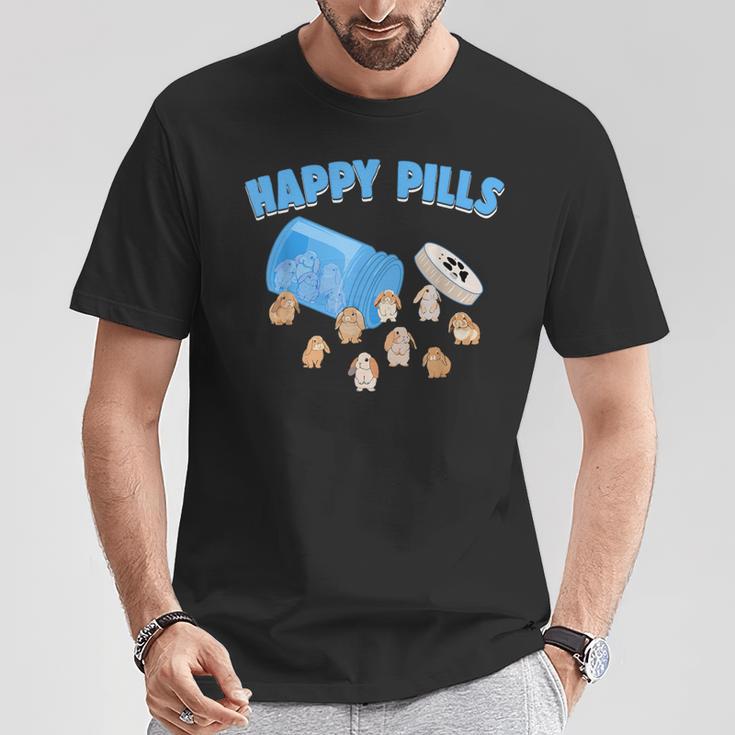 Happy Pills うさぎ 面白い ホーランドロップ バニー 恋人 ユーモア Tシャツ 面白い贈り物