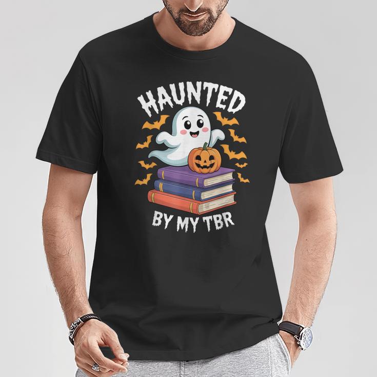 Haunted By My TBR Cute Ghost Reading Books Pumpkin Bookworms T-Shirt Unique Gifts