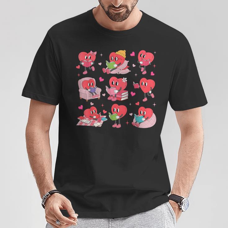 Hearts Reading Book Lovers All Booked For Valentine T-Shirt Unique Gifts