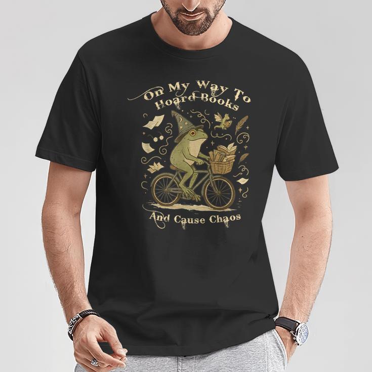On My Way To Hoard Books And Cause Chaos Tom Foolery Frog T-Shirt Unique Gifts On My Way To Hoard Books And Cause Chaos Tom Foolery Frog T-Shirt Unique Gifts