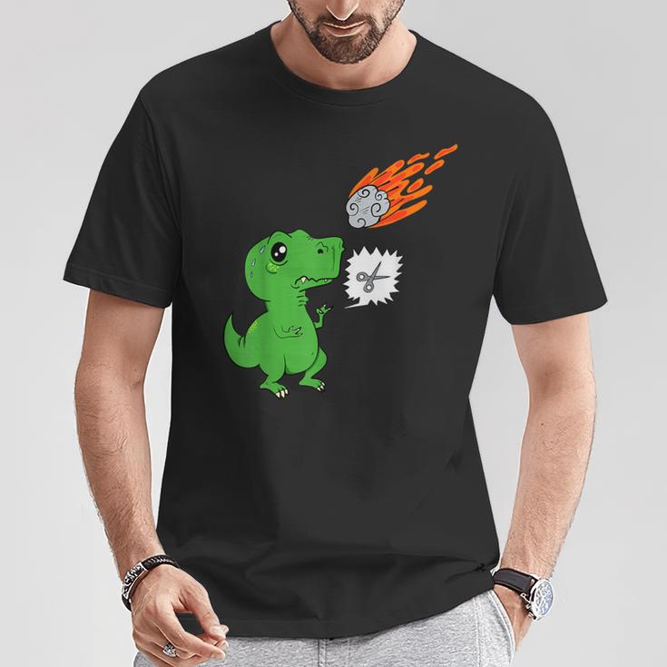 Hombre Divertido Juego De Tijeras T-Rex De Dinosaurios Meteoritos Piedras Papel Camiseta unisex Regalos divertidos