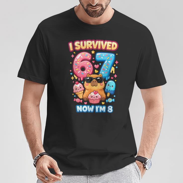 Ich Habe 6 7 Überlebt Jetzt Bin Ich 8 Kawaii Capybara Ice Cream Birthday T-Shirt Lustige Geschenke