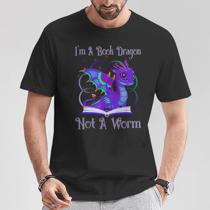 I'm a Book Dragon Not a Worm Dragons Reading T-Shirt Unique Gifts