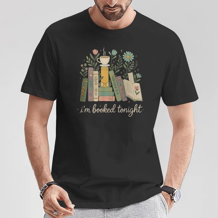 I'm Booked Tonight Floral Books Cozy Reading Graphic T-Shirt Unique Gifts