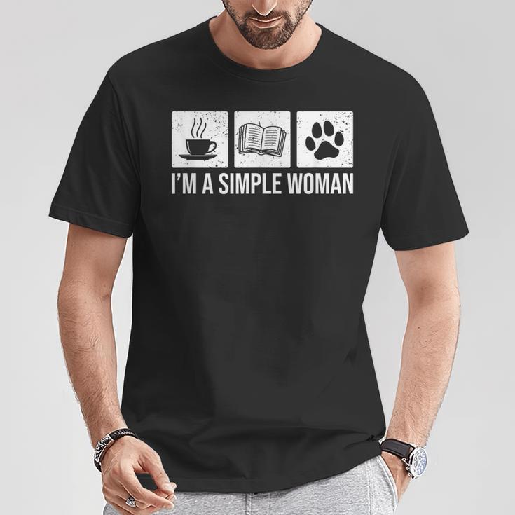 I'm A Simple Woman Tea Books & Dogs Reading Lover T-Shirt Unique Gifts