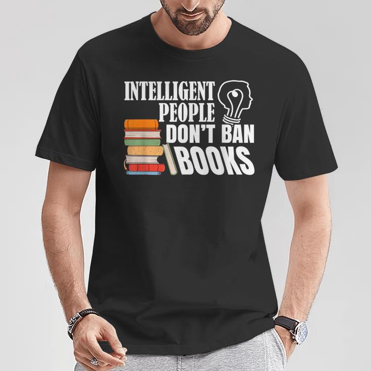 Intelligent People Don't Ban Books Reading Bookish Librarian T-Shirt Unique Gifts