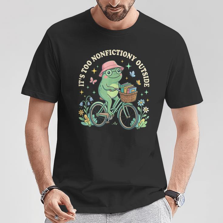 It's Too Nonfiction Outside Frog Reading Book Lover T-Shirt Unique Gifts