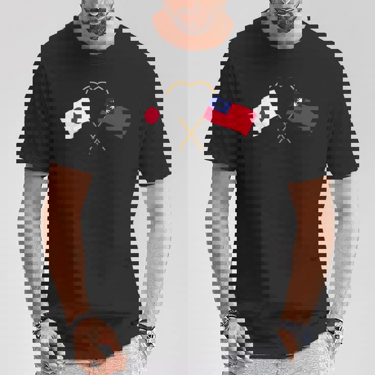Japanese Flag Taiwanese Flag 台湾の遺産 台湾のルーツ 日本の国旗 台湾の国旗 Tシャツ 面白い贈り物