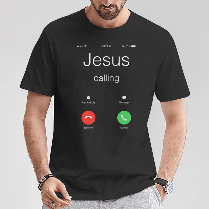 Jesus Calling Jesus Phone クリスチャンtシャツ Tシャツ 面白い贈り物