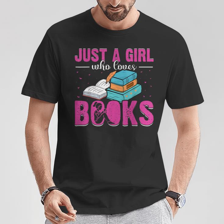 Just a Girl Who Loves Books Book Lover Reader Bookworm T-Shirt Unique Gifts