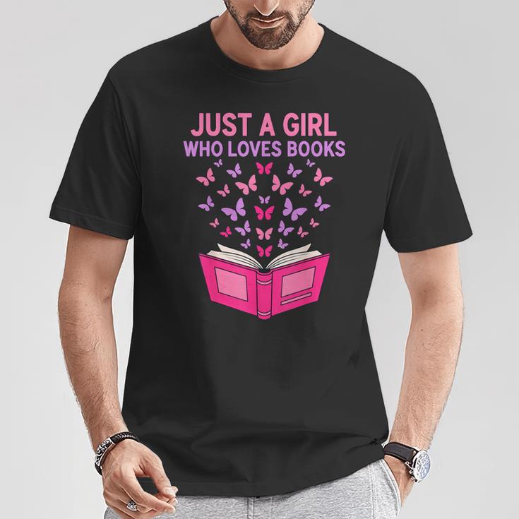 Just A Girl Who Loves Books Butterflies Reading T-Shirt Unique Gifts