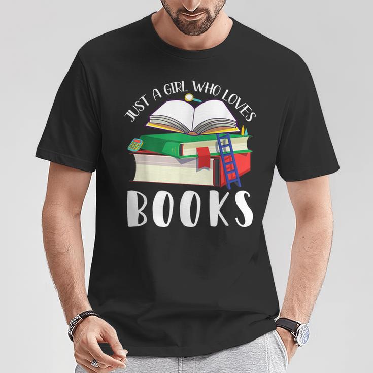 Just A Girl Who Loves Books Lover Bookworm Librarian Reading T-Shirt Unique Gifts
