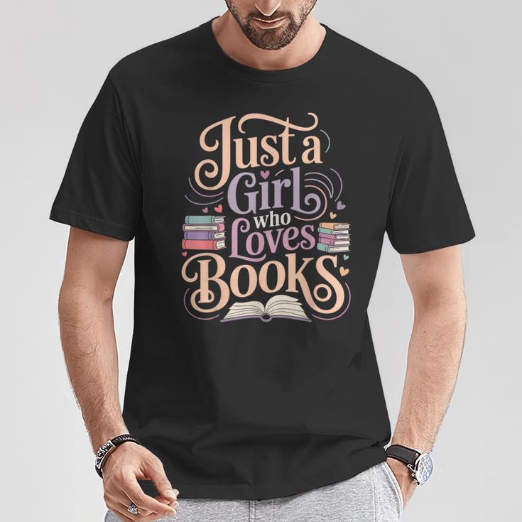 Just a Girl Who Loves Books Reading Lover Aesthetic T-Shirt Unique Gifts