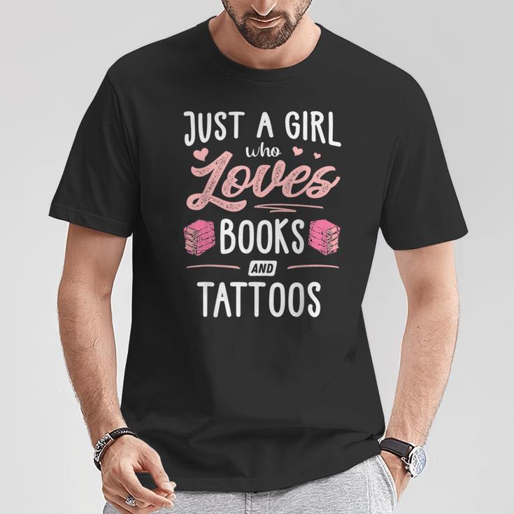 Just A Girl Who Loves Books And Tattoos Women T-Shirt Unique Gifts Just A Girl Who Loves Books And Tattoos Women T-Shirt Unique Gifts