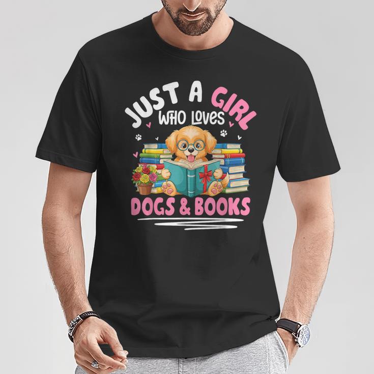 Just a Girl Who Loves Dogs & Books Dog Reading T-Shirt Unique Gifts
