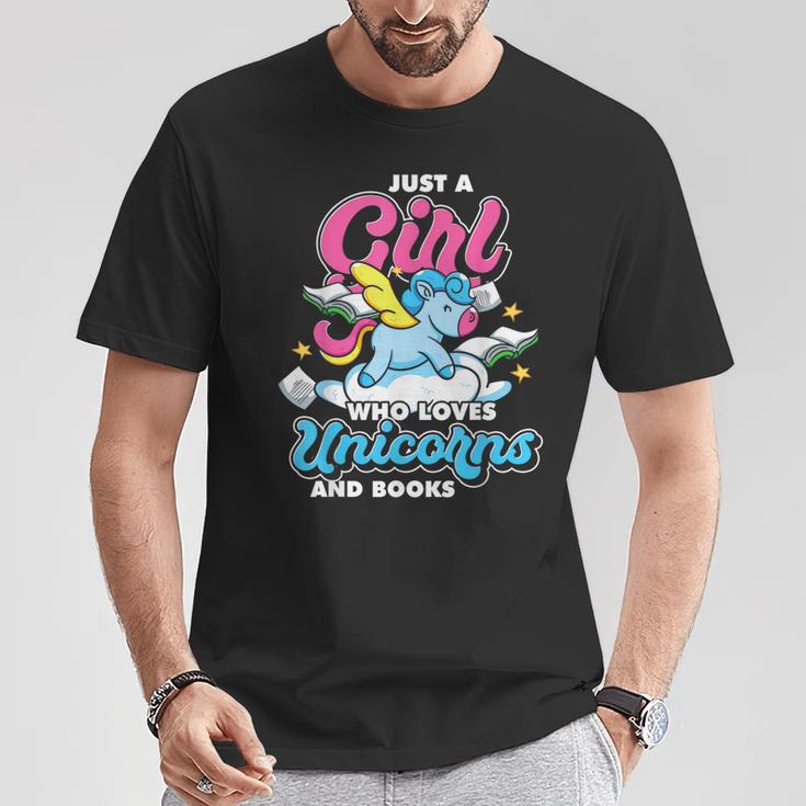 Just A Girl Who Loves Unicorns And Books Animal Reading T-Shirt Unique Gifts