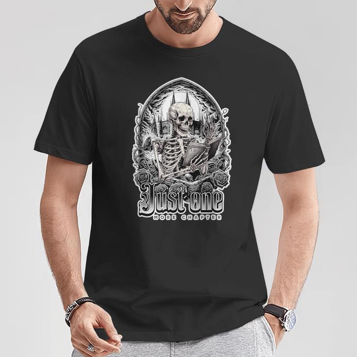 Just One More Chapter Gothic Skeleton Reading Occult Book T-Shirt Unique Gifts