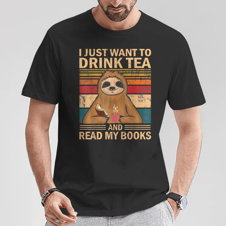 I Just Want To Drink Tea And Read My Books Sloth T-Shirt Unique Gifts I Just Want To Drink Tea And Read My Books Sloth T-Shirt Unique Gifts