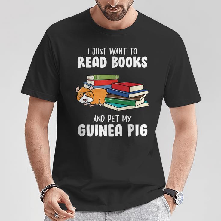 I Just Want To Read Books And Pet My Guinea Pig Reading T-Shirt Unique Gifts