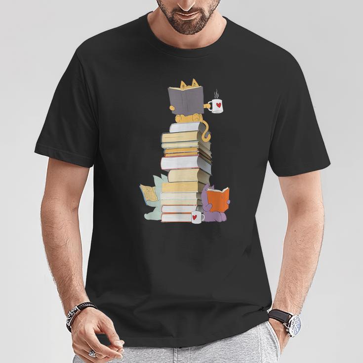 Kawaii Cats Books Coffee T-Shirt Unique Gifts Kawaii Cats Books Coffee T-Shirt Unique Gifts
