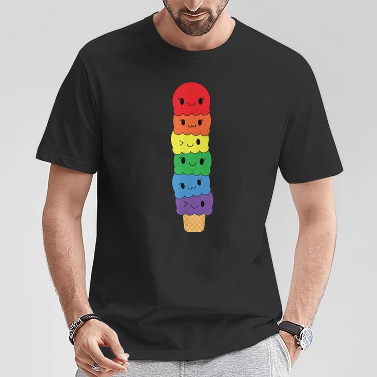 Kawaii Gay アイスクリーム Lgbt プライド レインボー プライド 月間 Tシャツ 面白い贈り物