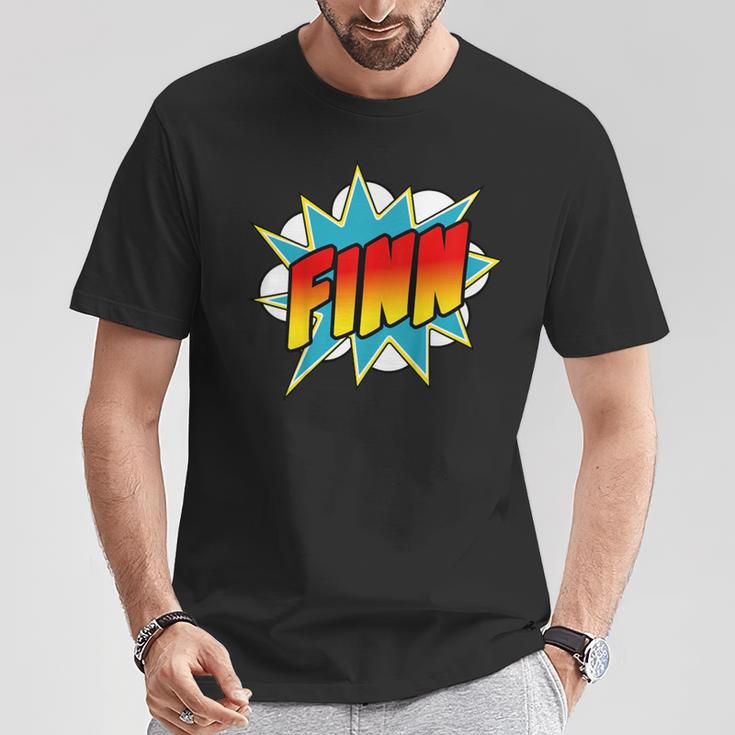 Kids Boys Finn Name Comic Book Superhero T-Shirt Unique Gifts