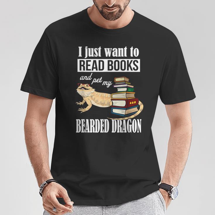 Kids Tiny Dinosaur Read Books & Pet My Bearded Dragon Lover T-Shirt Unique Gifts