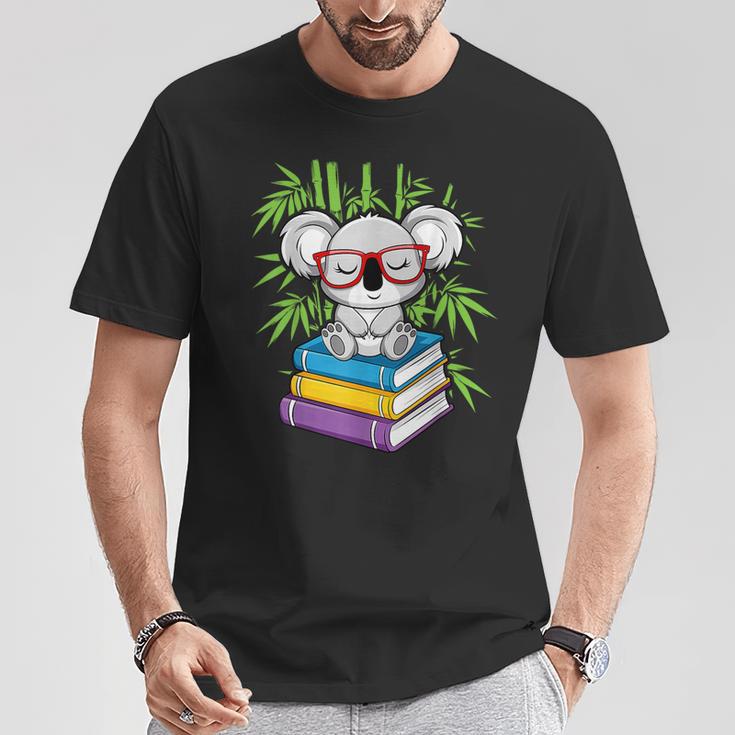 Koala Bear Librarian Reading Books Koala T-Shirt Unique Gifts