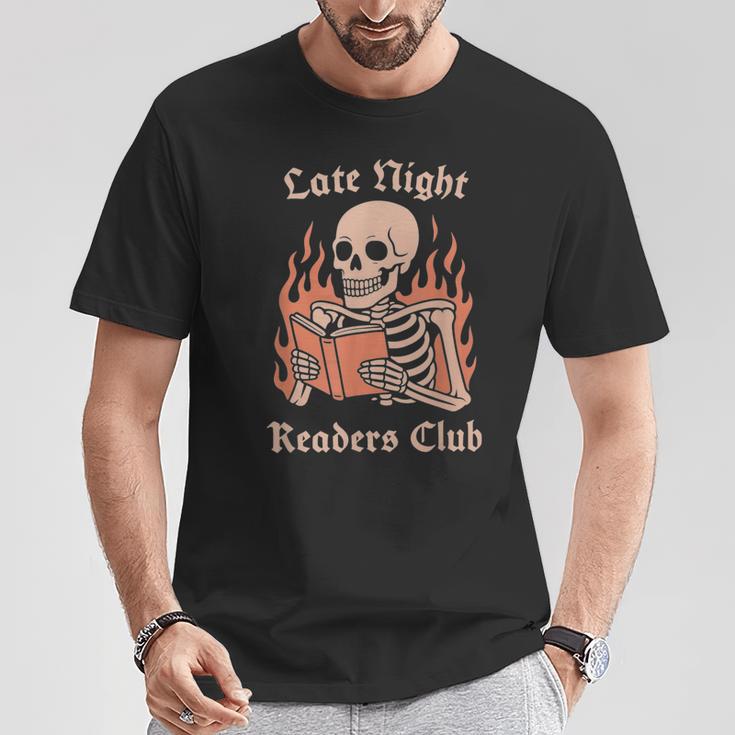 Late Night Readers Club Skeleton Book Lover T-Shirt Unique Gifts Late Night Readers Club Skeleton Book Lover T-Shirt Unique Gifts