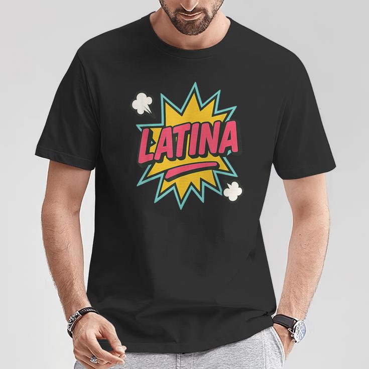 Latina Superhero Comic Book Bubble T-Shirt Unique Gifts