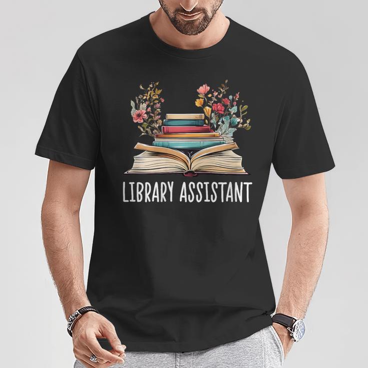 Library Assistant Messy Bun Library Book Reader T-Shirt Unique Gifts