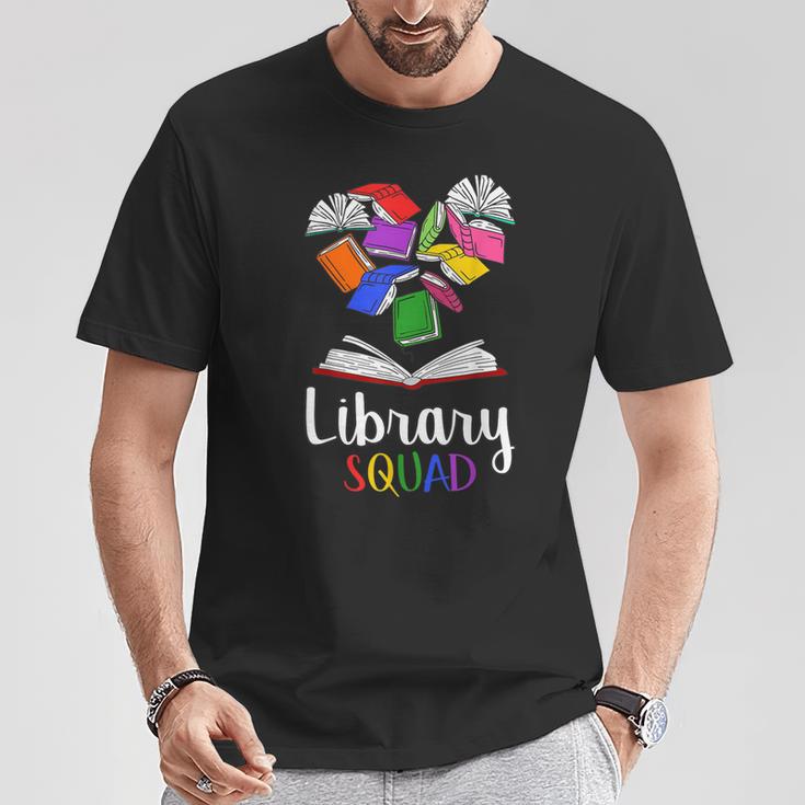 Library Squad School Librarian Bookworm Book Lover Teacher For Men Women Kids T-Shirt Unique Gifts