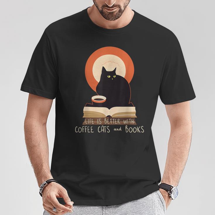 Life Is Better With Coffee Cats And Books Cat Lover Men Women T-Shirt Unique Gifts Life Is Better With Coffee Cats And Books Cat Lover Men Women T-Shirt Unique Gifts