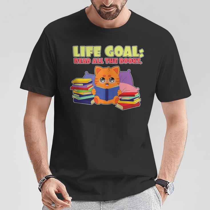 Life Goals Read All The Books I Book Worm I Book Lover T-Shirt Unique Gifts
