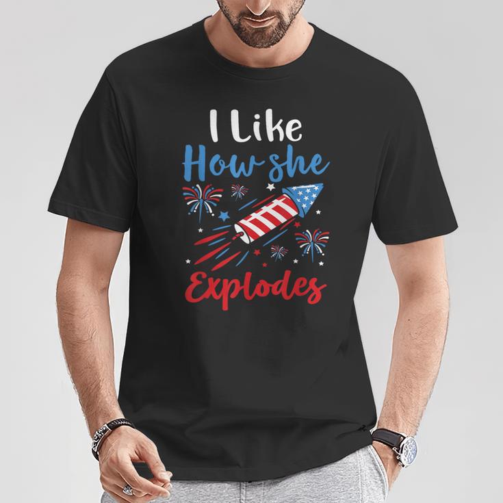 I Likehe Explodes Fireworks 4Th Of July カップル Tシャツ 面白い贈り物