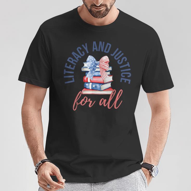 Literacy And Justice For All Book Coquette Bookworm 4th July T-Shirt Unique Gifts Literacy And Justice For All Book Coquette Bookworm 4th July T-Shirt Unique Gifts