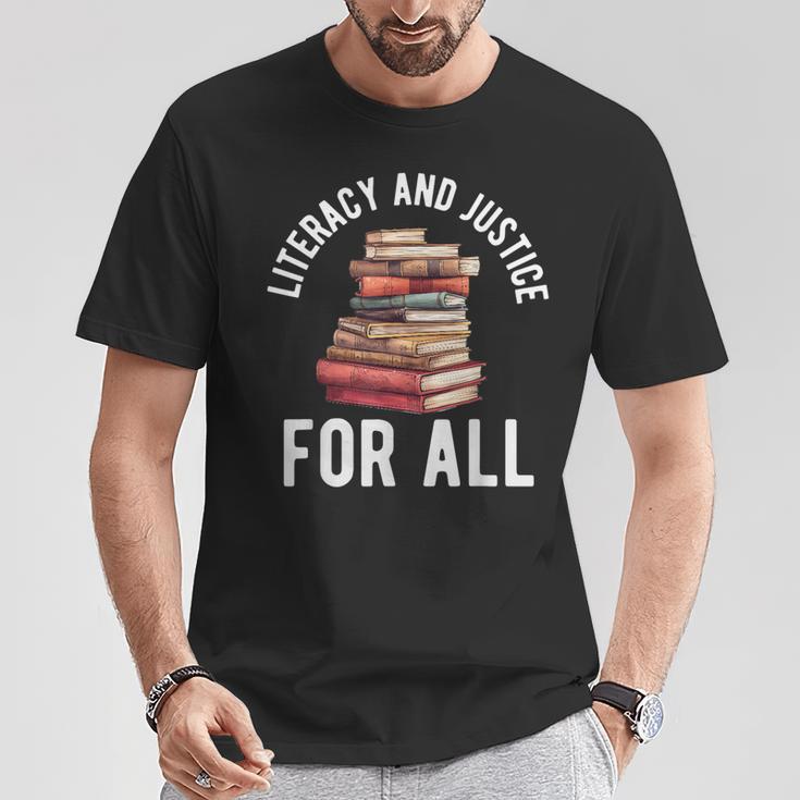 Literacy And Justice For All Read Banned Books Banning Books T-Shirt Unique Gifts