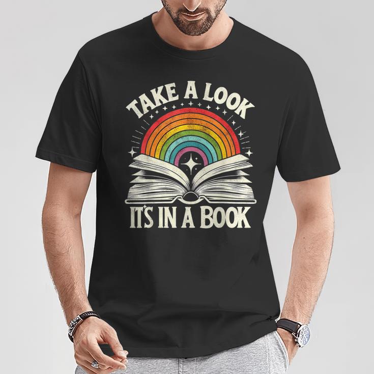 Take A Look A Book Vintage Reading Librarian Rainbow T-Shirt Unique Gifts Take A Look A Book Vintage Reading Librarian Rainbow T-Shirt Unique Gifts